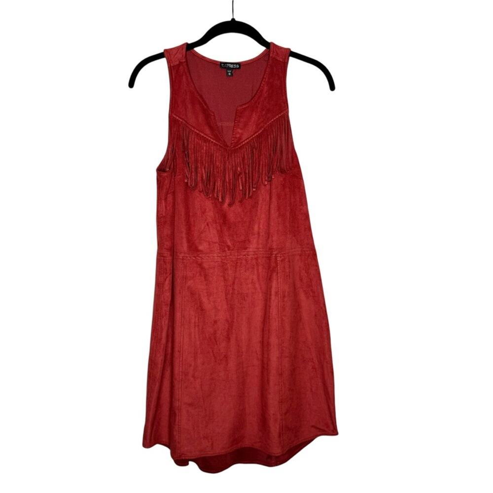 Express Red Fringe Mini Dress
